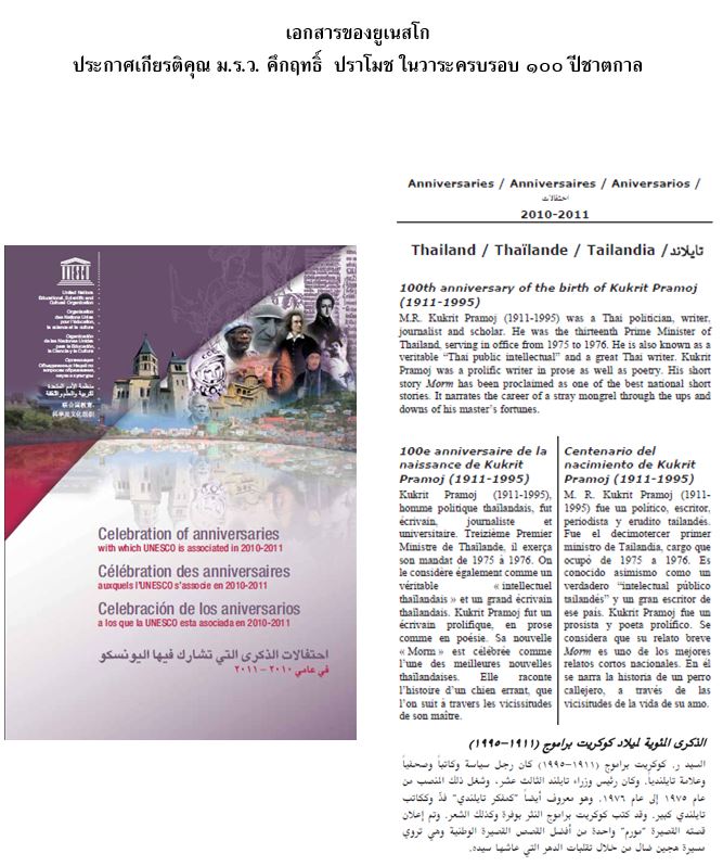 ม.ร.ว.คึกฤทธิ์ ปราโมช บุคคลสำคัญของโลก